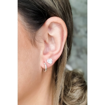 Brinco de Coração Grande com Zircônia em Prata 925