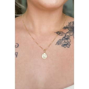 Colar Pingente Reticulado com Pé Banhado em Ouro 18k