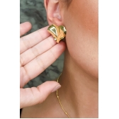 Brinco Efeito Ondulado de Coração Banhado em Ouro 18k