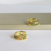 Brinco Argolinha Com Micro Zircônias Coloridas Banhado em Ouro 18k