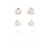 Brinco Duo com Coração de Zircônia Banhado em Ouro 18k
