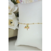 Pulseira de Bolinhas com Árvore da Vida Colorida Banhado a Ouro 18k