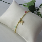 Pulseira Árvore da Vida Com Zircônias Coloridas Banhado em Ouro 18k