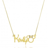 Colar Personalizado com Nome Mickey e Minnie Folheado em Ouro 18k