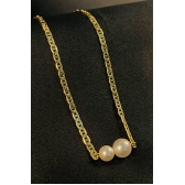Choker Corrente com Duas Pérolas Grandes Banhado em Ouro 18k