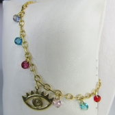 Pulseira Olho Grego Com Zircônias Coloridas Banhado em Ouro 18k