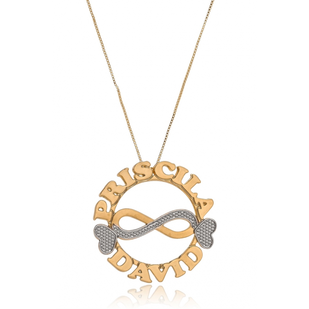 Colar Personalizado Mandala Com Infinito Trabalhado em Ródio