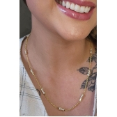 Colar com Corrente de Mini Pérolas Banhado em Ouro 18k