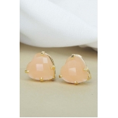 Brinco de Coração de Zircônia Rosa Banhado em Ouro 18k