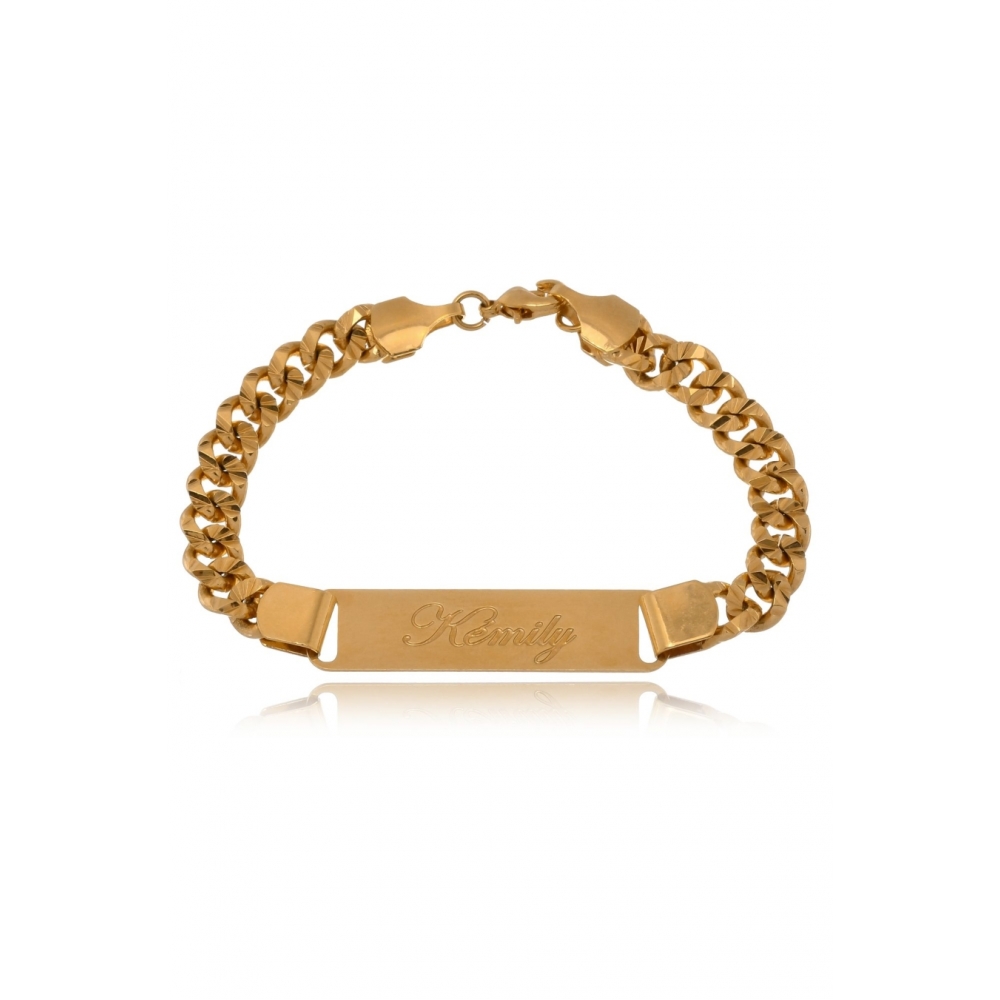 Pulseira Personalizada com Nome Chapado Folheado em Ouro 18K