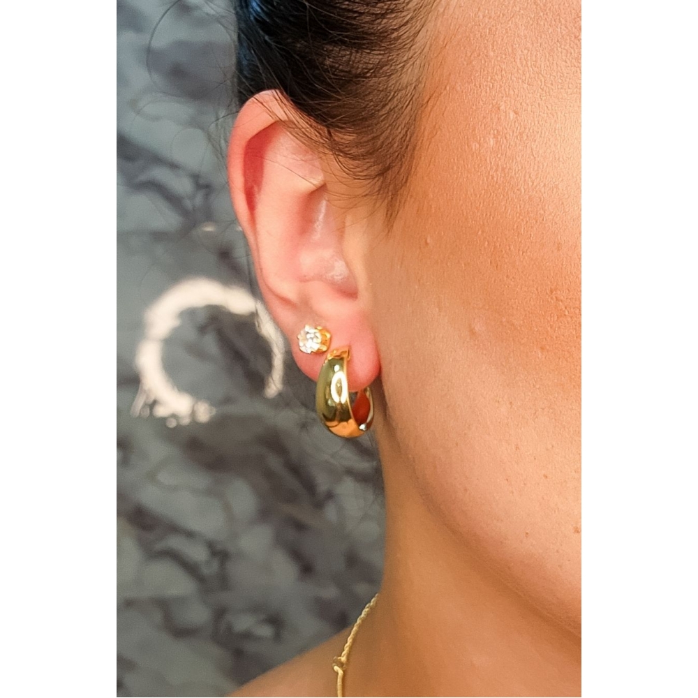 Brinco Argolinha Grossa Lisa Banhado em Ouro 18k