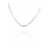 Choker de Corrente Chapada Com Zircônias ao Centro Banhado em Ouro 18k