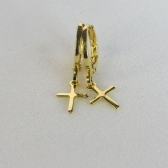 Brinco Argolinha com Cruz Banhado em Ouro 18k