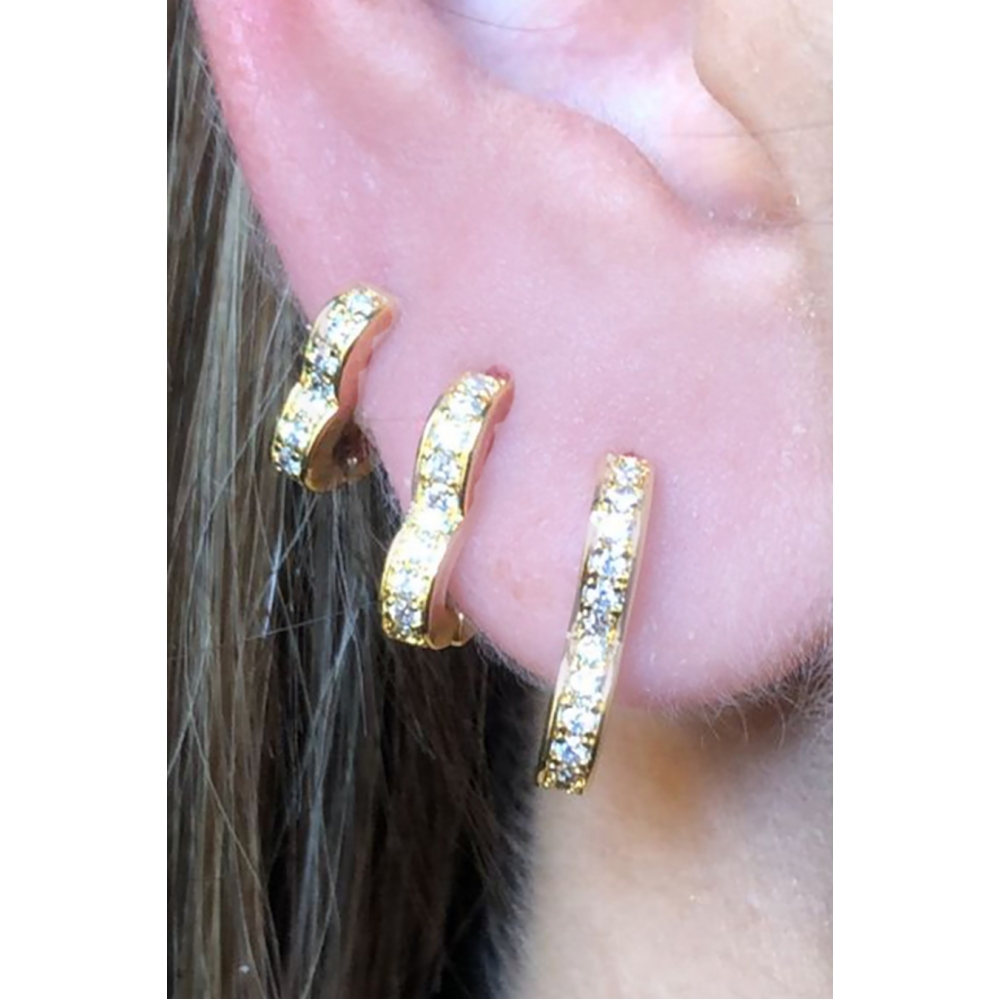 Trio de Brincos de Coração Banhado em Ouro 18k