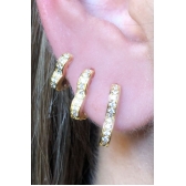 Trio de Brincos de Coração Banhado em Ouro 18k