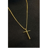 Colar com Cruz Lisa Banhado em Ouro 18k