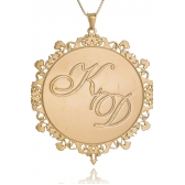 Colar Personalizado Mandala Chapado com Iniciais Folheado em Ouro 18K