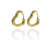 Brinco De Coração Com Micro Zircônia Incrustada Banhado em Ouro 18k