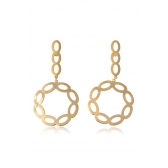 Brinco com Fio e Círculo com Arcos Banhado em Ouro 18k