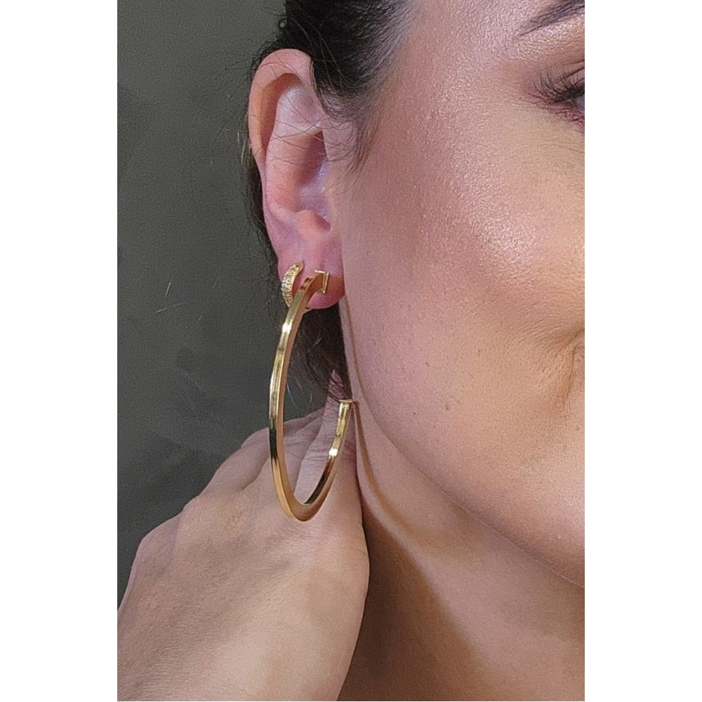 Brinco Argola Grande Clássica Banhado em Ouro 18k