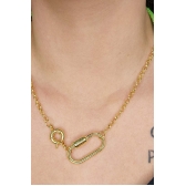 Colar Corrente de Elo Largo com Fecho Boia e Mosquetão Banhado em Ouro 18k
