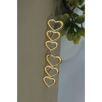 Brinco Três Corações Vazados Banhado em Ouro 18k