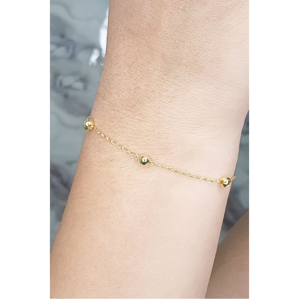 Pulseira de Bolinha Dourada Banhado em Ouro 18k