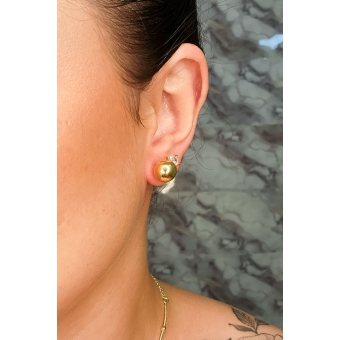 Brinco de Bola Lisa Banhado em Ouro 18k