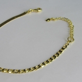 Pulseira Meia Fita Meia Corrente Banhado em Ouro 18k