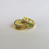 Brinco Argolinha Com Micro Zircônias Coloridas Banhado em Ouro 18k