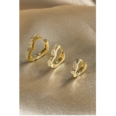 Trio de Brincos de Coração Banhado em Ouro 18k