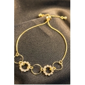 Pulseira Regulável com Arcos Trabalhados Banhado em Ouro 18k