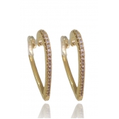 Brinco de Argola Coração Com Zircônias Banhado em Ouro 18k