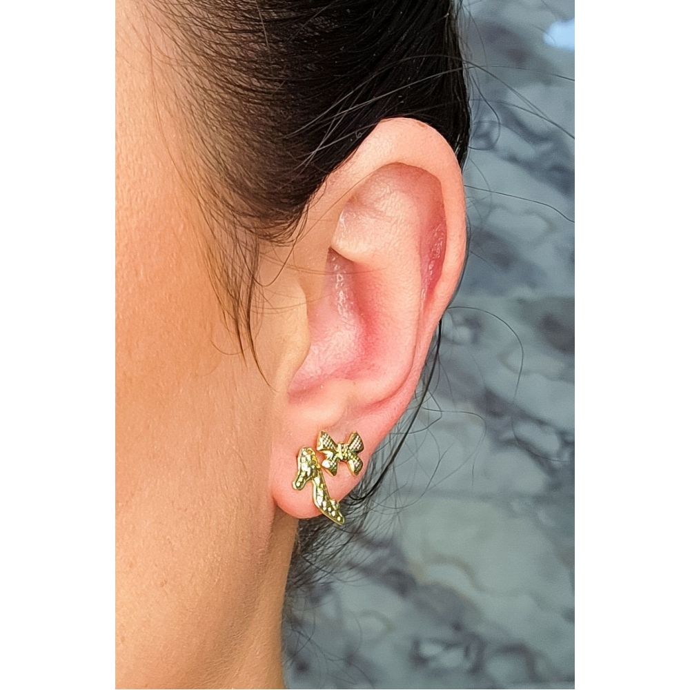 Duo de Sapatinho e Laço Banhado em Ouro 18k