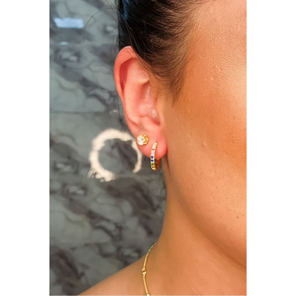 Brinco Argola Multicor Banhado em Ouro 18k