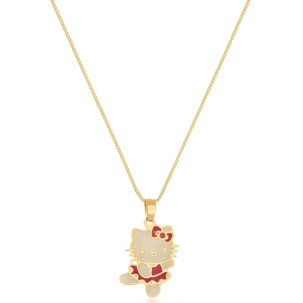 Colar Personalizado Hello Kitty Folheado em Ouro 18k
