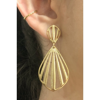 Brinco Grande de Concha Vazada Banhado em Ouro 18k