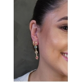 Brinco de Corações com Pedras Coloridas Banhado em Ouro 18k
