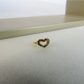 Piercing Fake Com Coração de Zircônias Coloridas Banhado em Ouro 18k