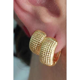 Duo de Argolas Grossas Trabalhadas Banhado em Ouro 18k