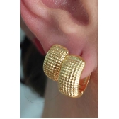 Duo de Argolas Grossas Trabalhadas Banhado em Ouro 18k