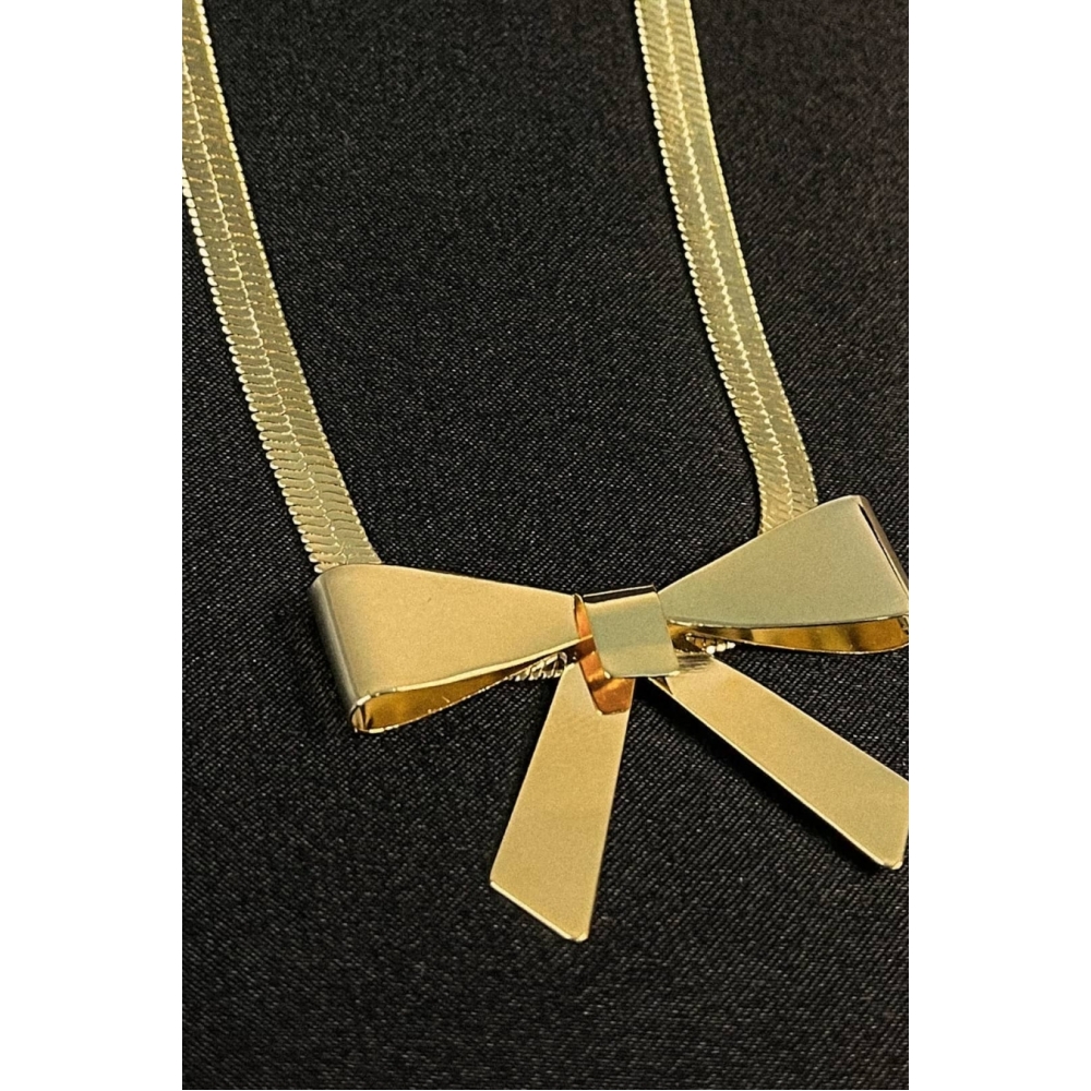 Colar Fita com Laço Banhado em Ouro 18k