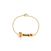 Pulseira Personalizada Chapada Com Nome e Desenho Folheado em Ouro 18k Personagem Elsa