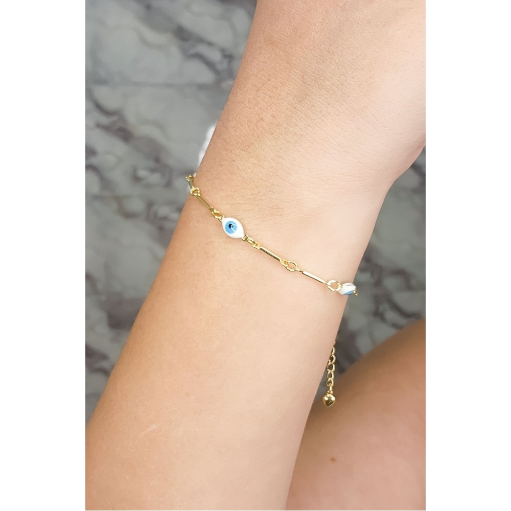 Pulseira com Olho Grego Banhado em Ouro 18k