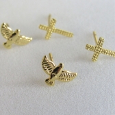 Duo de Cruz e Espírito Santo Banhado em Ouro 18k