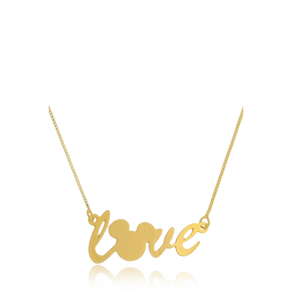 Colar Personalizado Love Mickey Folheado em Ouro Ouro 18k