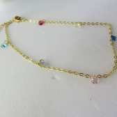 Tornozeleira Com Zircônia Coloridas Banhado em Ouro 18k