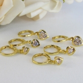 Trio Argolinha Coração de Zircônia Banhado em Ouro 18k