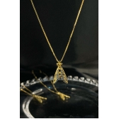 Colar Nossa Senhora Com Zircônias Azuis Banhado em Ouro 18k