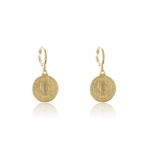 Brinco Pequeno Medalha São Bento Banhado em Ouro 18k